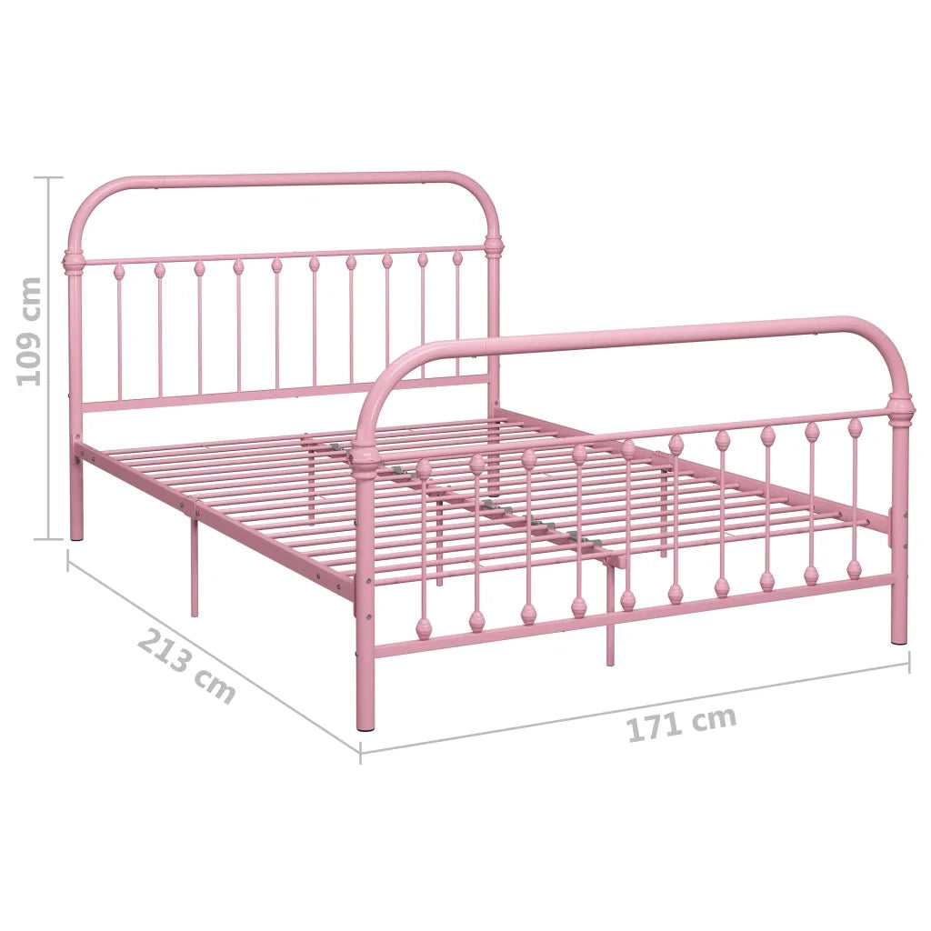 Letto matrimoniale | Letto per adulti | Giroletto Rosa in Metallo 160x200 cm