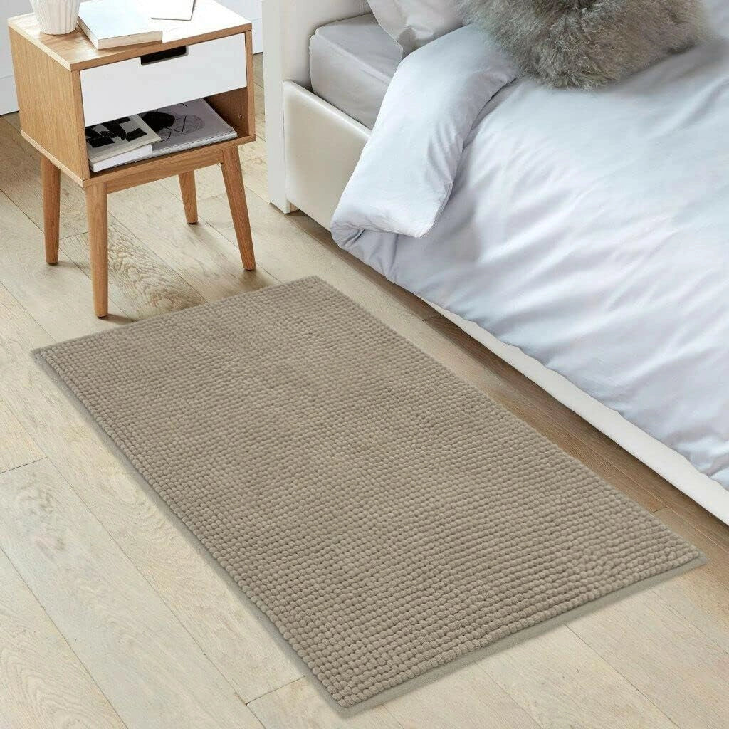 Tappeto Bagno Confortevole Scendiletto 55x110 cm Morbido Antiscivolo Pelo Lungo Marrone
