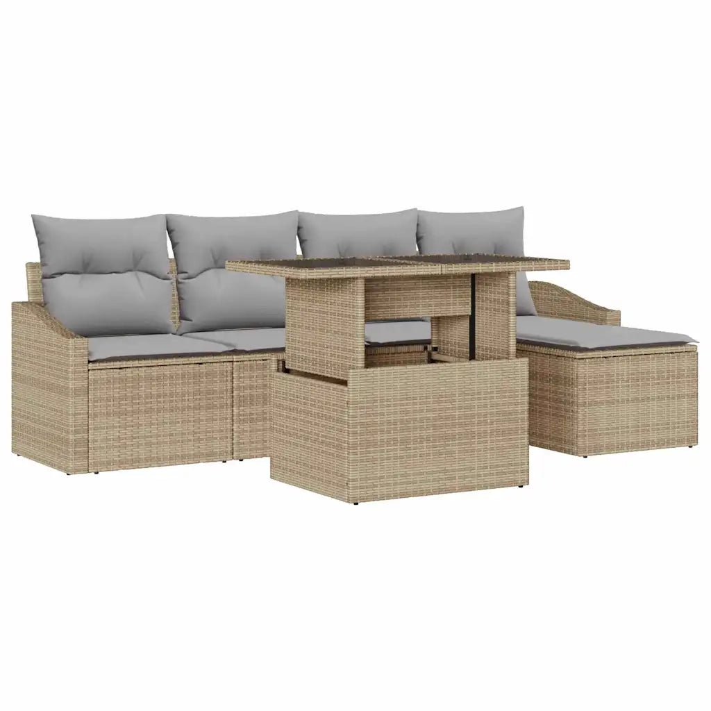 Set Divano da Giardino 6 pcs Beige e Grigio Chiaro polyrattan 3357723