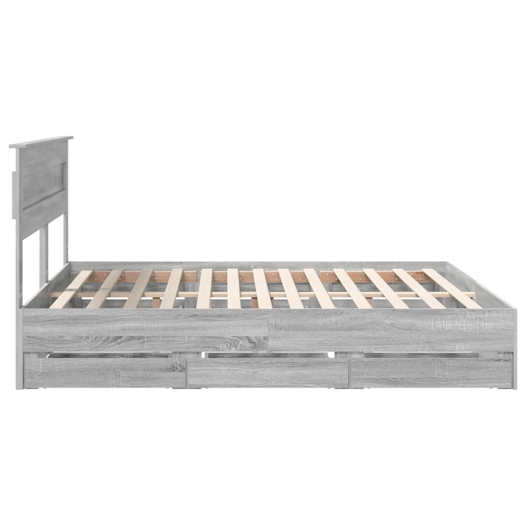 Struttura del letto con cassetto Grigio Sonoma 200 x 200 cm