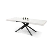 PAZZO DESIGN Tavolo Allungabile con Gambe Incrociate, Made in Italy, 160 x 90 x 74 cm, Bianco Frassinato con Gamba Nera