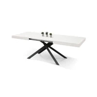 PAZZO DESIGN Tavolo Allungabile con Gambe Incrociate, Made in Italy, 160 x 90 x 74 cm, Bianco Frassinato con Gamba Nera
