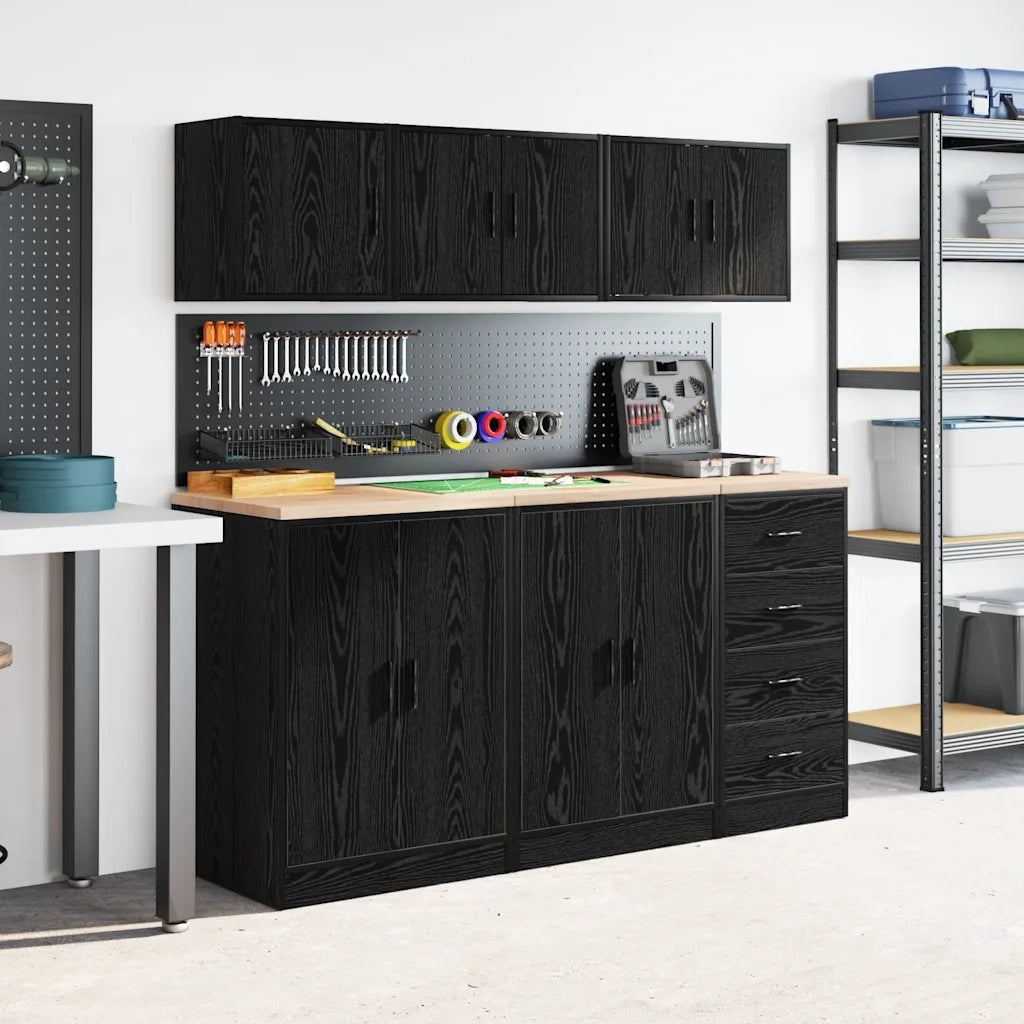 Pensile per Garage Nero in Legno Multistrato 860645