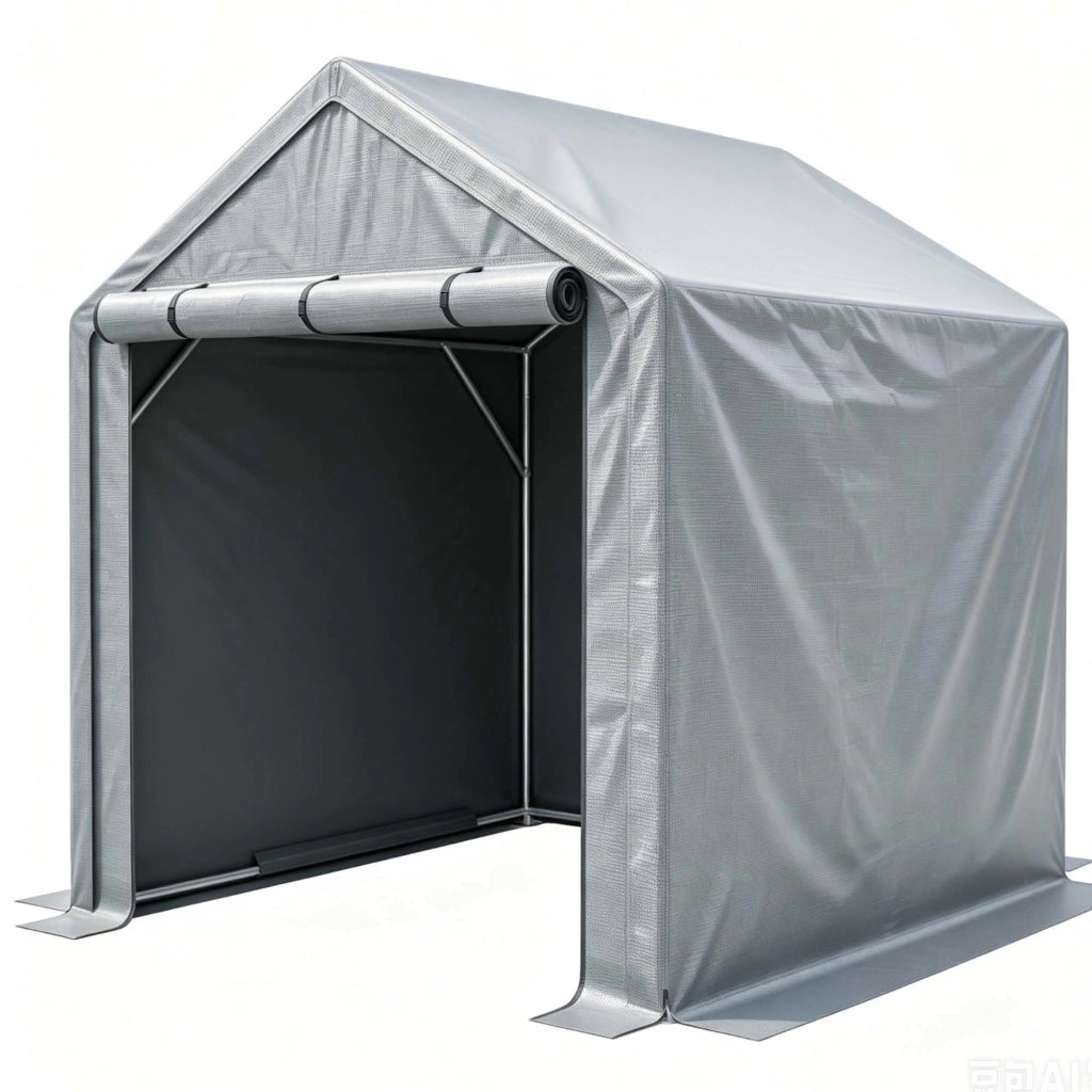 Garage Bici 190x170x200 cm Grigio Scuro con Telo Impermeabile, Telaio Zincato e Porta Avvolgibile