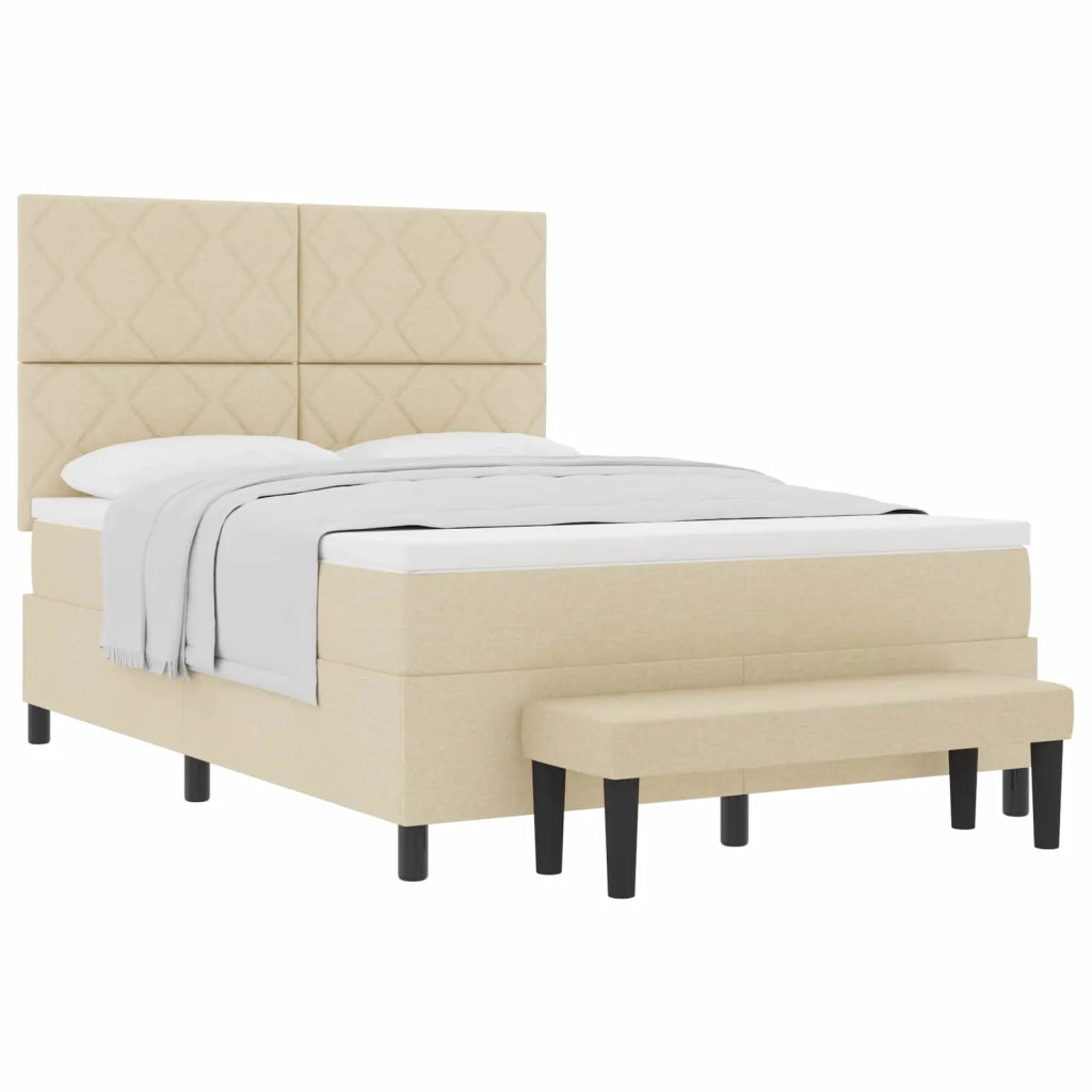 Letto a molle con testiera Crema 160 x 200 cm Tessuto 3344161
