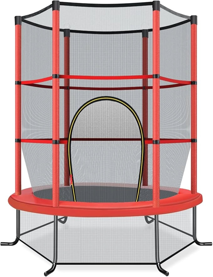 Trampolino Elastico Bambino in Acciaio, Tappeto Elastico Bambini da Esterno e da Interno, con Rete e Cusicnetti Antiscivolo
