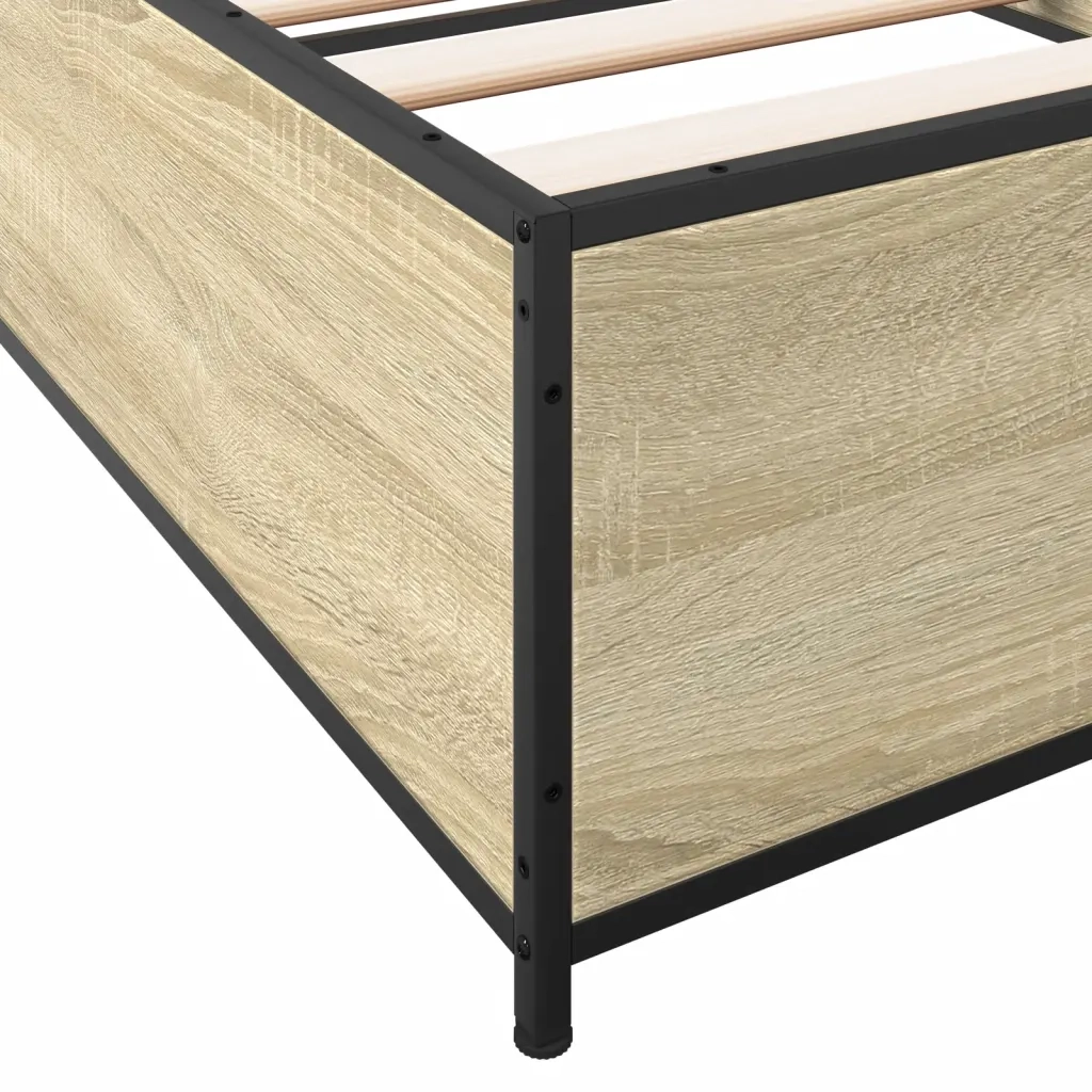 Giroletto-Struttura Letto Rovere Sonoma 75x190cm in Legno Multistrato e Metallo 444681