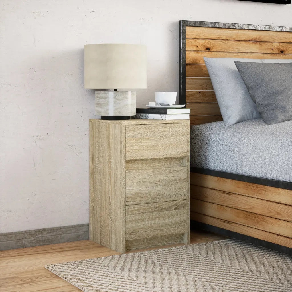 Comodino con Luci LED Rovere Sonoma in Legno Multistrato