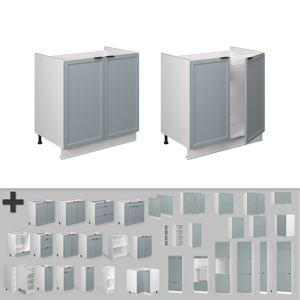 Vicco Mobile lavello cucina Blu-grigio chiaro 80 cm , PL Marmo