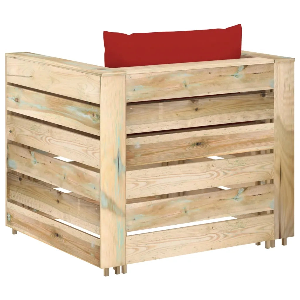 Set Salotto da Giardino 2 pz | Set di Mobili da Esterno con Cuscini Legno Impregnato Verde