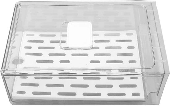 Organizzatori per Frigorifero Transparenti - Scatole di Archiviazione Stivabili e Trasportabili con Pannello di Scarico