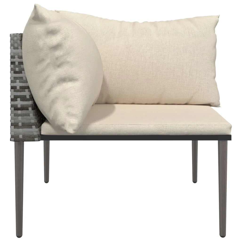 Divano Angolare da Giardino-Sofa da giardino con Cuscini in Polyrattan Grigio