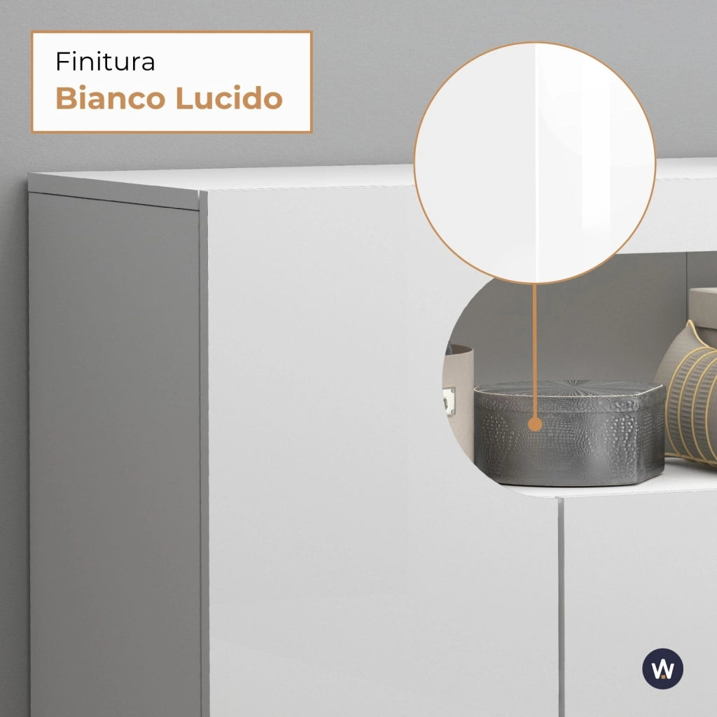 WHOUS Armadio portascarpe REAL a 3 ante e 11 ripiani bianco lucido 90x38x120 cm