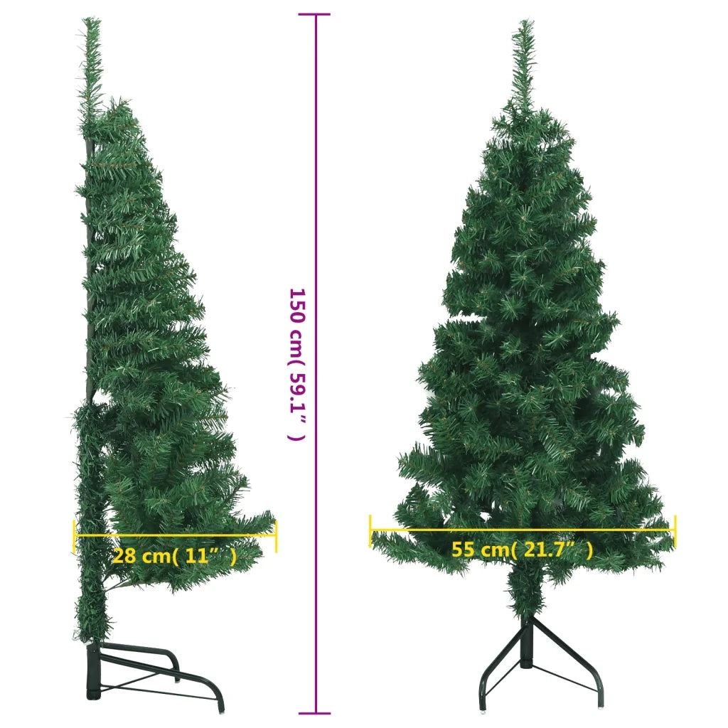 Albero di Natale Artificiale ad Angolo con Supporto Verde 150 cm PVC 329163