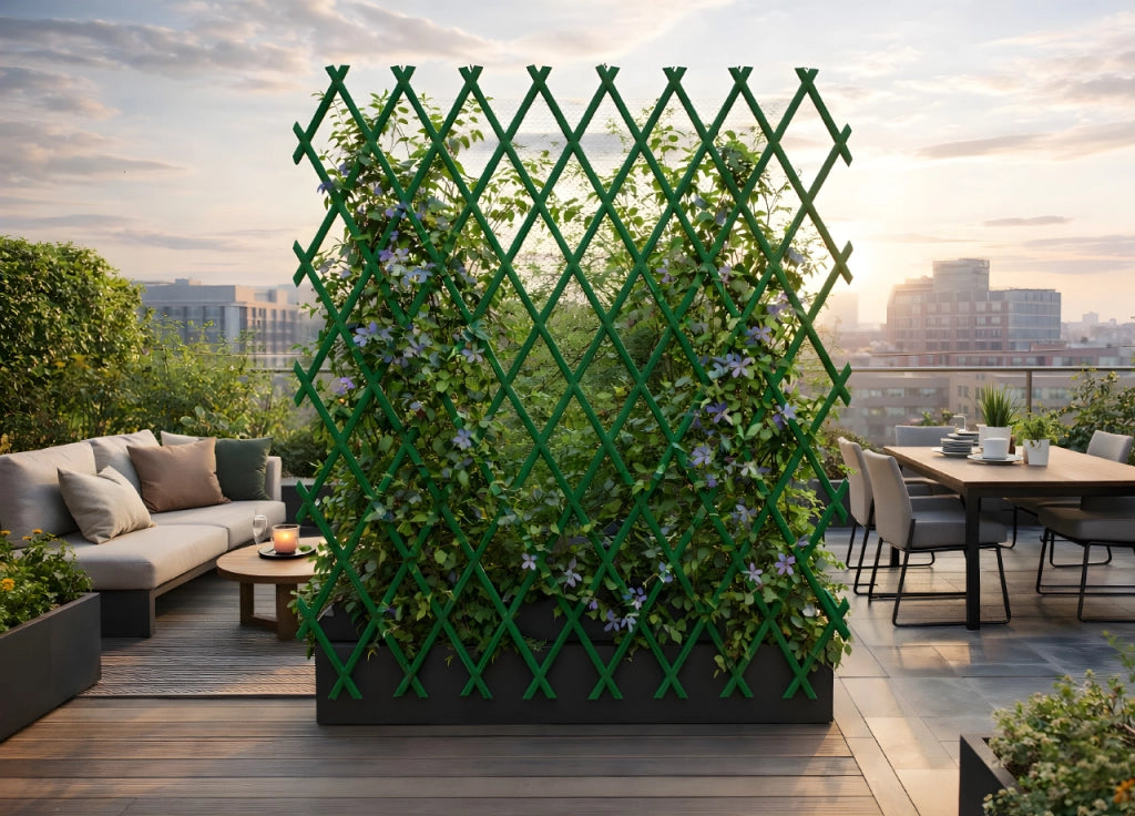 Traliccio Estensibile In PVC Per Piante Rampicanti Recinzione Giardino Balcone - 100x300 - Verde