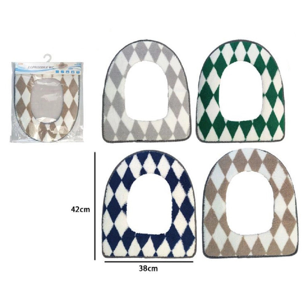 Trade Shop - Cuscino Copri Water Seduta Copertura Morbida Wc Fantasia Rombi Colorato 87202 -        3,5