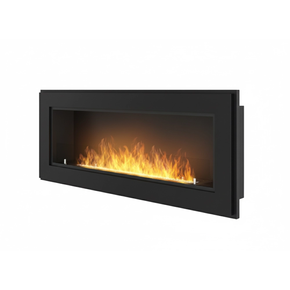 Caminetto a Bioetanolo Frame 1200 SimpleFire da incasso con Vetro - Nero Opaco