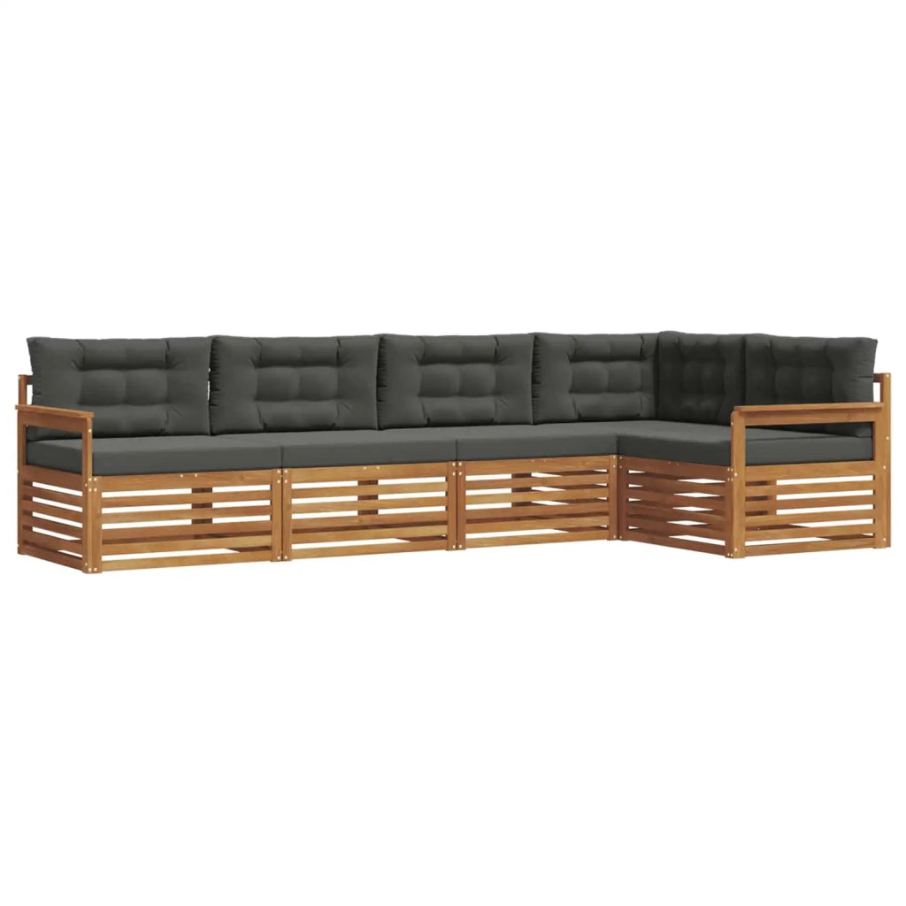 Set di divani da esterno con cuscino 5 pcs Naturale e Antracite