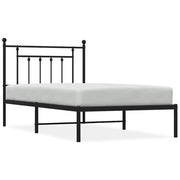 Letto singolo | Letto per adulti | Giroletto con Testiera in Metallo Nero 100x190 cm