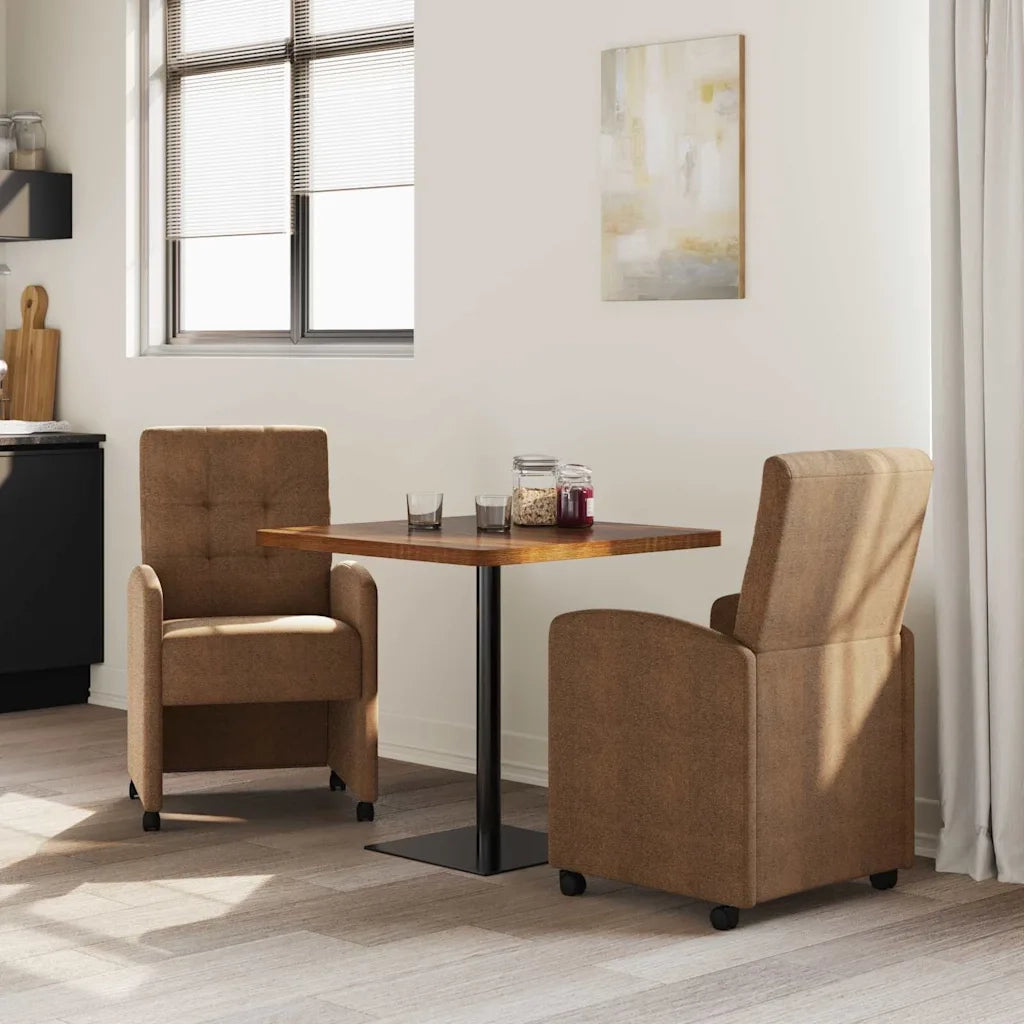 Sedie da Pranzo con Ruote 2 pz | Sedie da cucina Marrone 58 x 67 x 97 cm