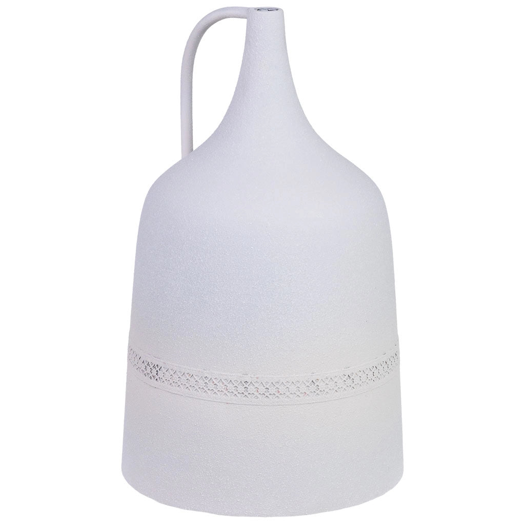 Vaso metallo bianco 1 manico 20x20x33h cm