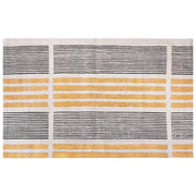 Tappeto giallo e nero in cotone 140 x 200 cm a trama piatta Jacquard con motivo a righe Boho Soggiorno Camera da letto