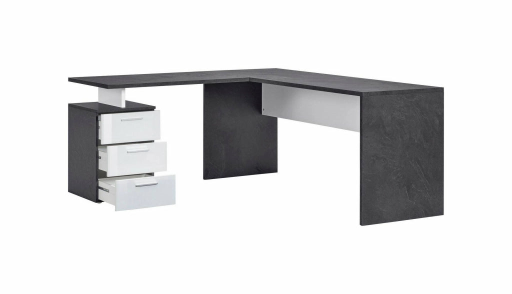 Ascuby, Scrivania Angolare Made in Italy, 180x60x75h cm Grigio Ardesia