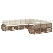 Set Divano da Giardino 11 pcs Beige e Bianco Crema polyrattan 3435558