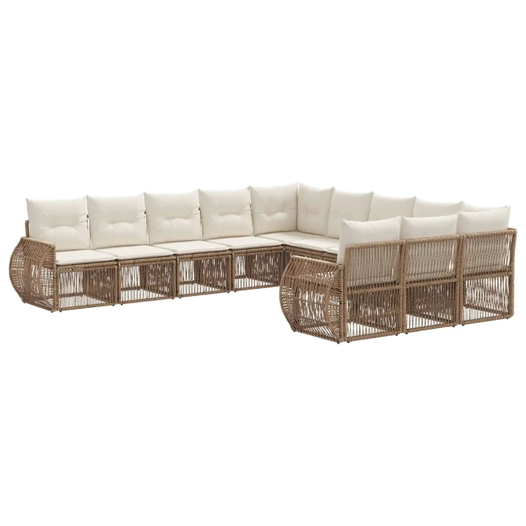 Set Divano da Giardino 11 pcs Beige e Bianco Crema polyrattan 3435558