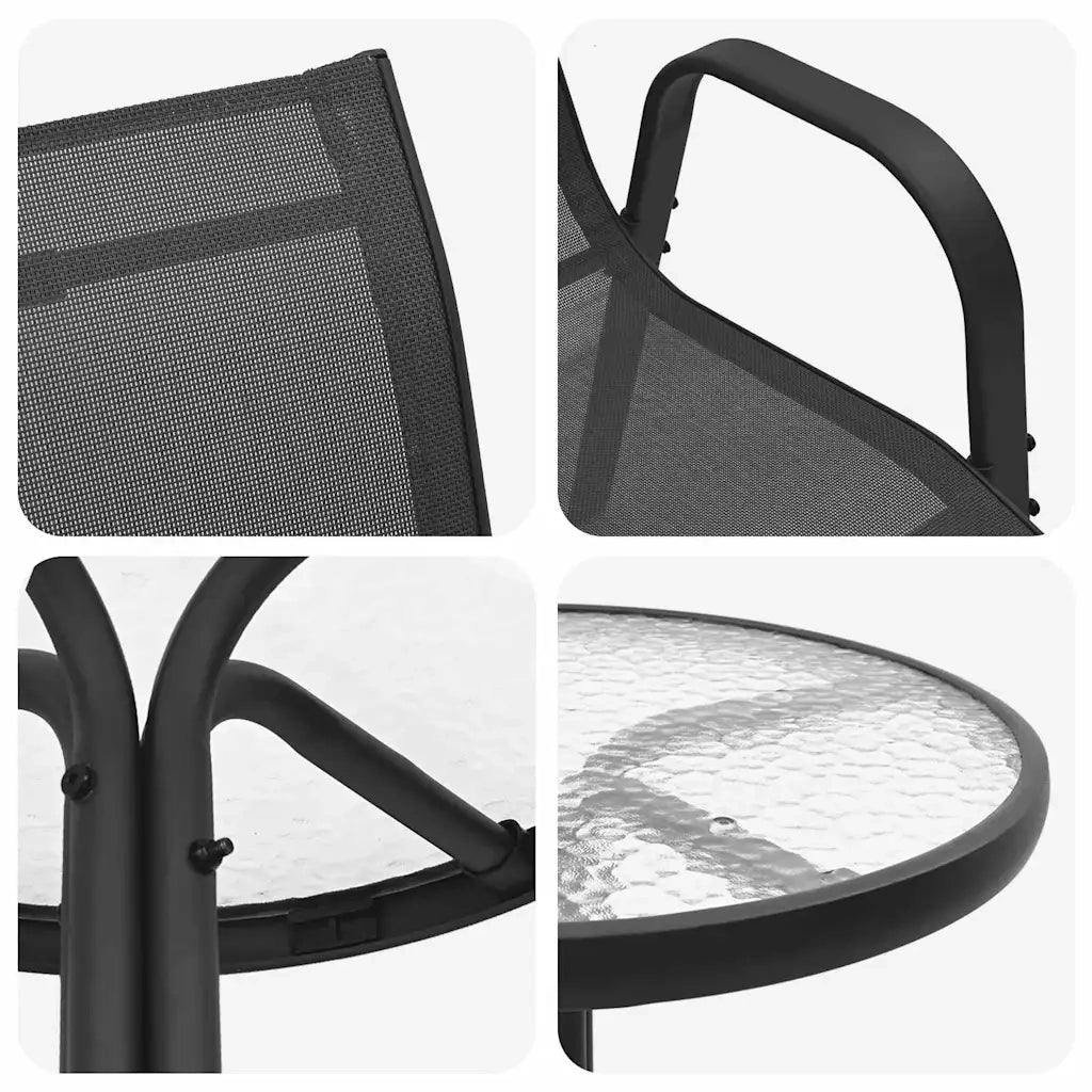 Set Bistro da Giardino 3 pcs Nero Acciaio 42003978