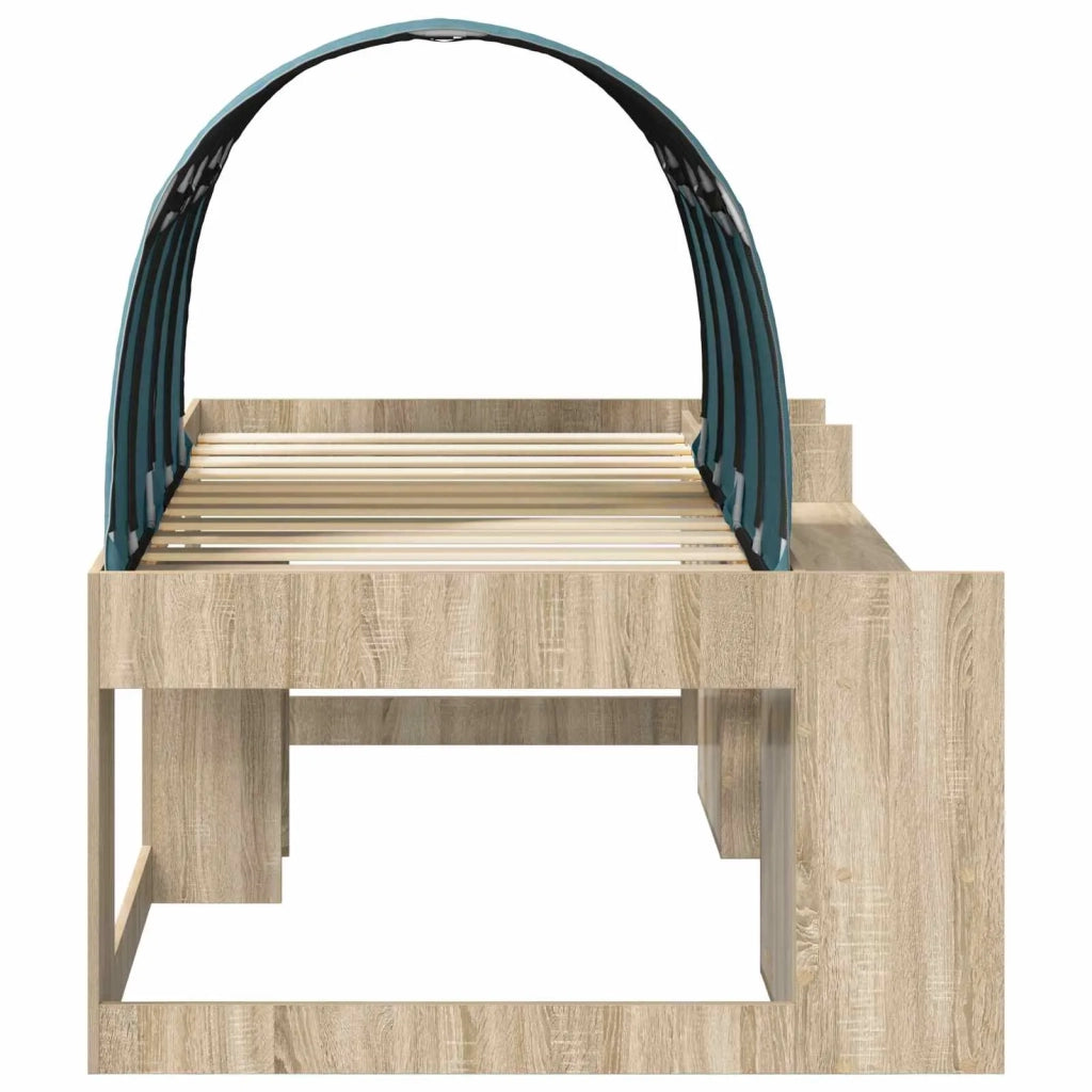 Letto con Tunnel con lo scaffale 3 pz Sonoma e Azzurro Chiaro 3423588