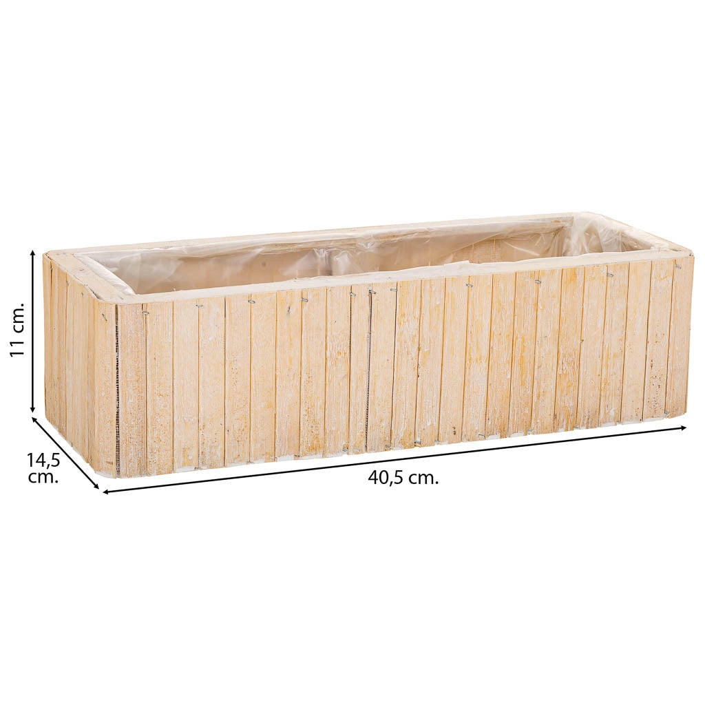 Cesto rettangolare in legno marrone 40,5x14,5x11h
