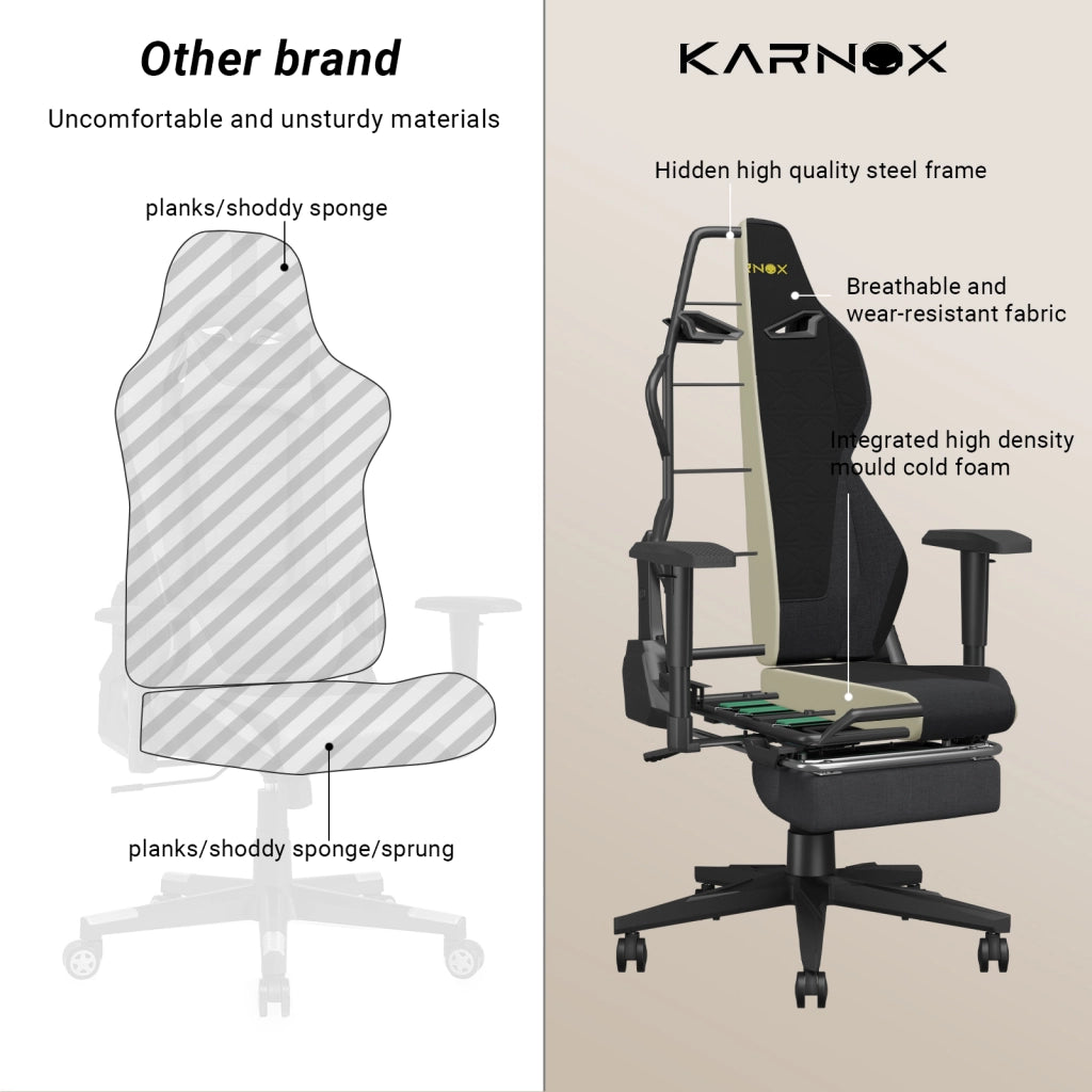 Poltrona Gaming Ergonomica con Poggiapiedi ¨C MINIMAL ¨C Tessuto, Schienale Alto, Nero e Grigio
