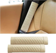 Set di 2 cuscini di sicurezza per auto con schienali avanzati in PU e pelle, colore beige