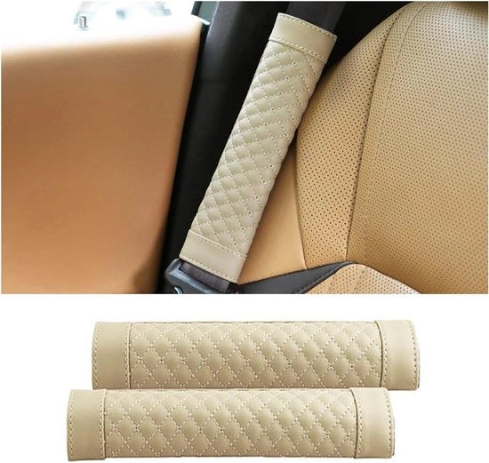 Set di 2 cuscini di sicurezza per auto con schienali avanzati in PU e pelle, colore beige