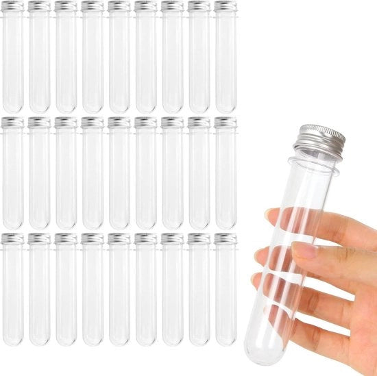 60 contenitori di plastica trasparenti per reazione con coperchi - 45 ml - contenitori per bagni - contenitori per gomme e caramelle - supporto per contenitori - contenitori per esperimenti scientifici - articoli per feste