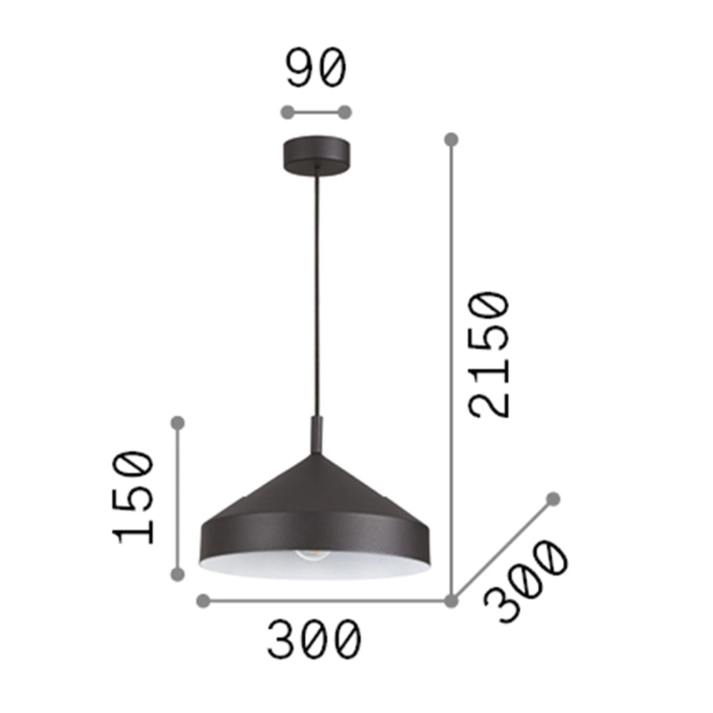 Sospensione Industrial-Minimal Yurta Metallo Bianco 1 Luce E27 D30