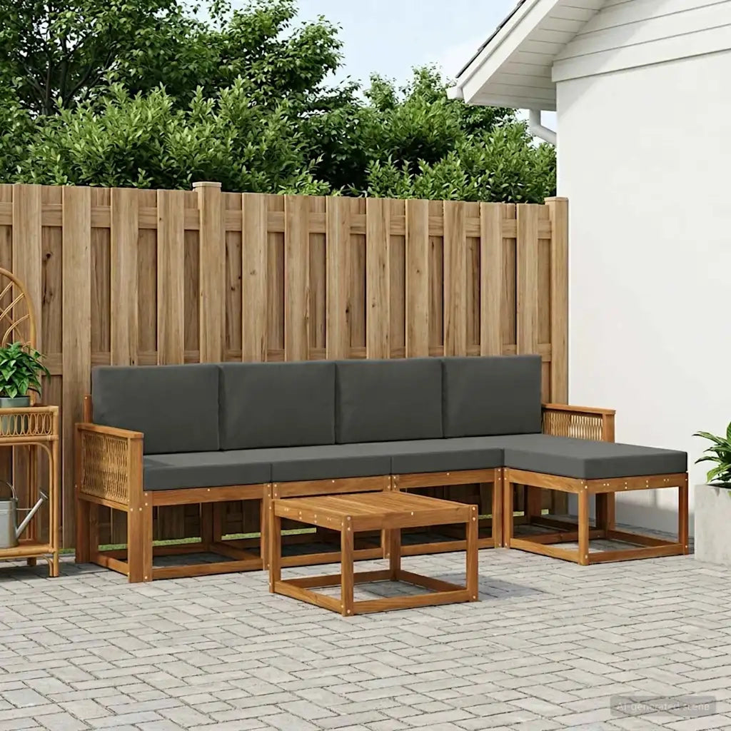 Set di divani da esterno 6 pcs Naturale e Antracite Poliestere
