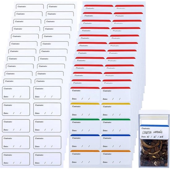 Etichette per congelatore 240 pezzi - Etichette rimovibili - Etichette autoadesive/acqua resistenti - Etichette resistenti all'olio - Design colorato - Nessun residuo - Etichette per congelatore