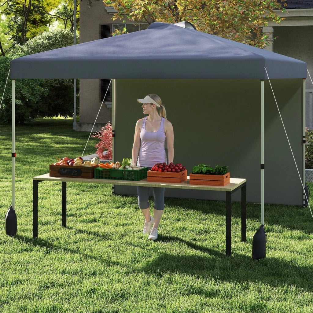 Rifugio da patio pieghevole per eventi commerciali, Tenda a cielo apribile 3 x 3 M con borsa con ruote Grigio