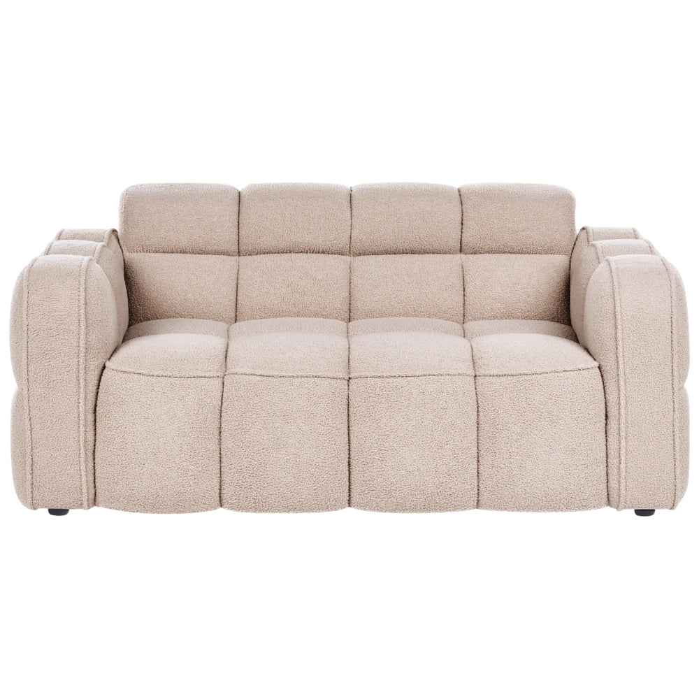 Divano a 2 posti Rivestimento bouclé beige Forma a nuvola imbottita Divano Stile moderno minimalista Soggiorno