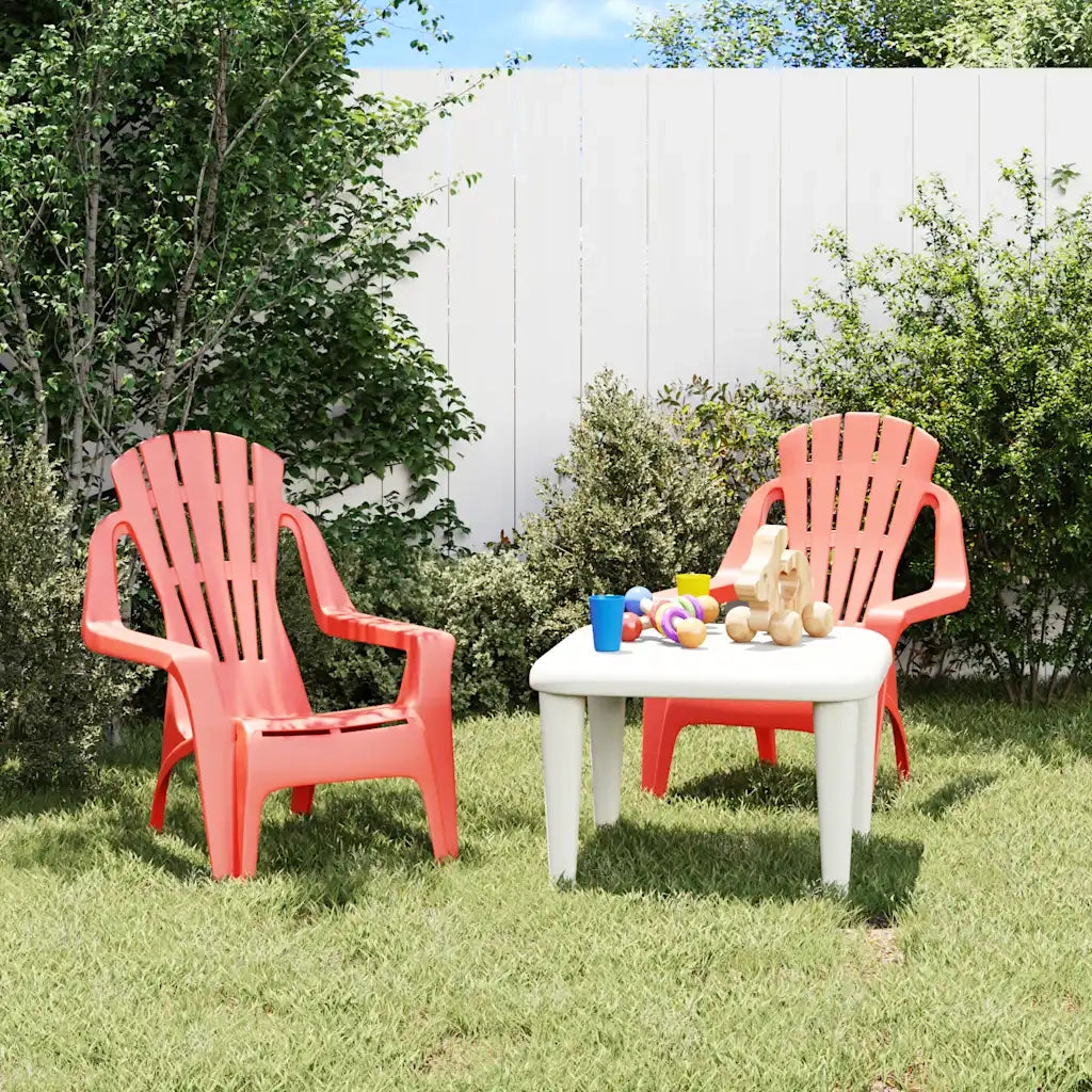 Sedie Giardino 2 pz | Sedie da Esterno Bambini Rosse 37x34x44cm PP Aspetto in Legno