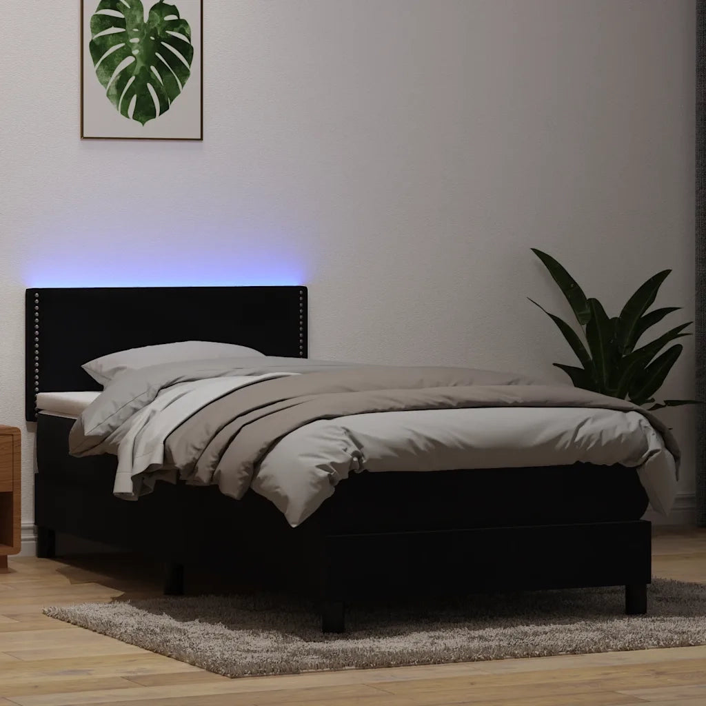 vidaXL Giroletto a Molle con Materasso Nero 90x210 cm in Velluto
