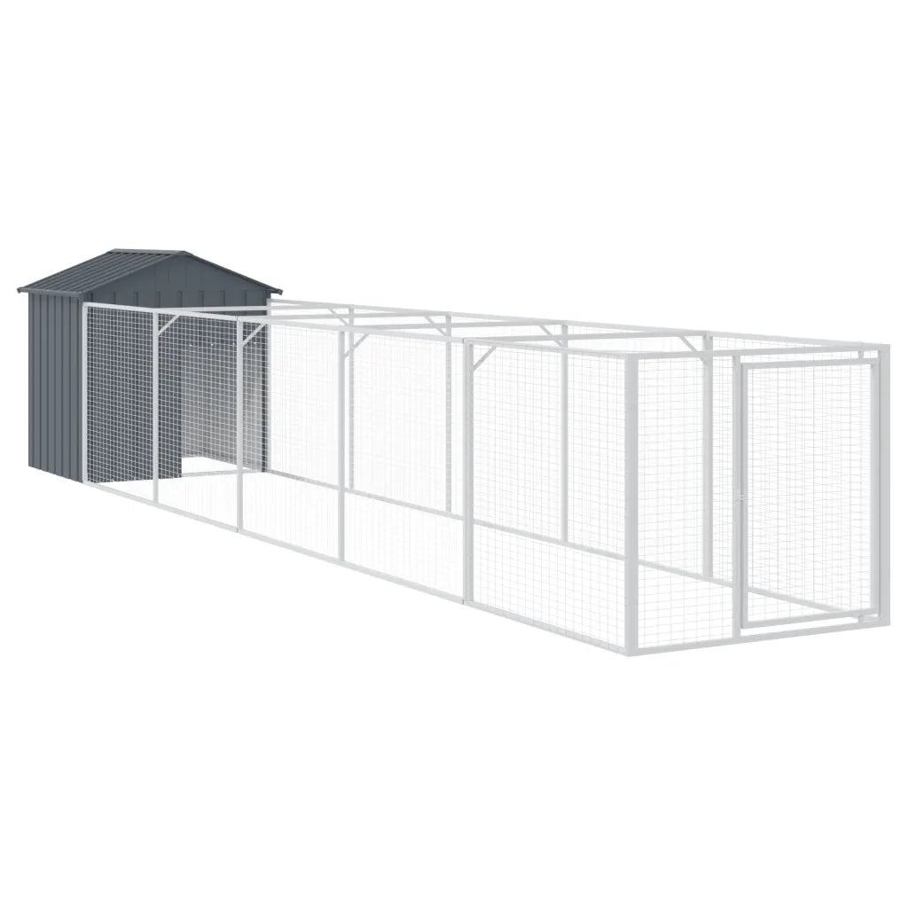Casetta Cani con Tetto Antracite 117x609x123 cm Acciaio Zincatocod mxl 69775