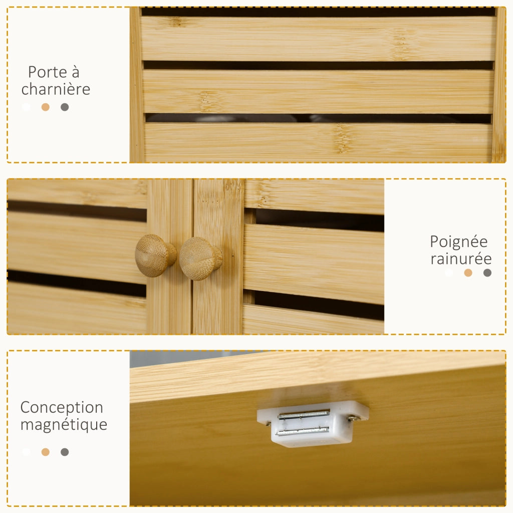 Mobiletto Bagno Sottolavabo con Ante e Ripiani ¨C zephmum ¨C Bamb¨´ 60x23x173 cm