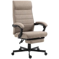 Sedia da Ufficio con Altezza Regolabile, Poggiapiedi Incluso e Seduta Imbottita, 68x67x109-119 cm, Marrone