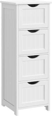 Mobile da Bagno, Mobiletto Bagno Salvaspazio, con 4 Cassetti, 30 x 30 x 82 cm, Armadio Autoportante, per Sala da Pranzo, Cucina, Stile Moderno, Bianco BZS07ws