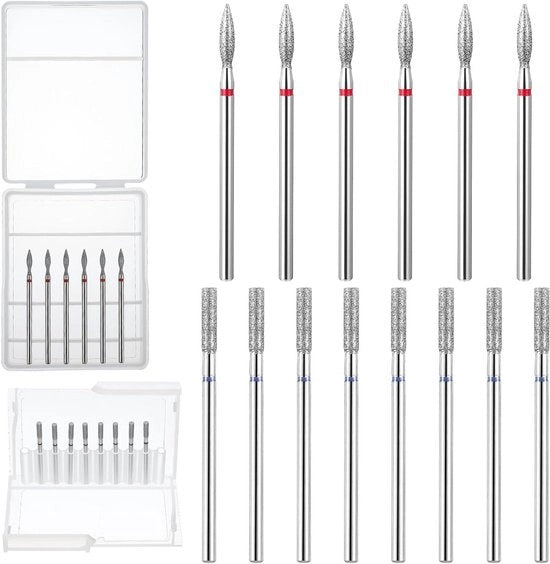 Kit di borchie per unghie con 14 pezzi accessori per unghiettore - Set di unghie in gel per manicure e pedicure - Testine di diamante e carburo - Disco di abrasione - Strumento per cura delle cuticole
