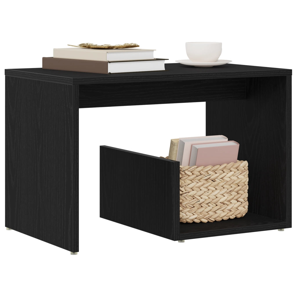 Tavolino  Nero Rovere 59x36x38 cm Legno ingegnerizzato