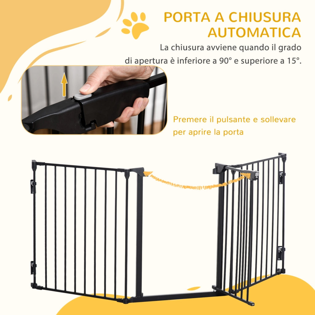 Cancellino per Cani Pieghevole a 3 Pannelli ¨C zephmum ¨C Nero 180x3x74.5 cm